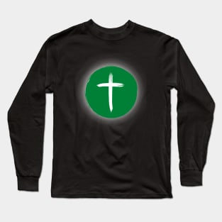 Christian Cross Solar Eclipse - Green Edition Long Sleeve T-Shirt